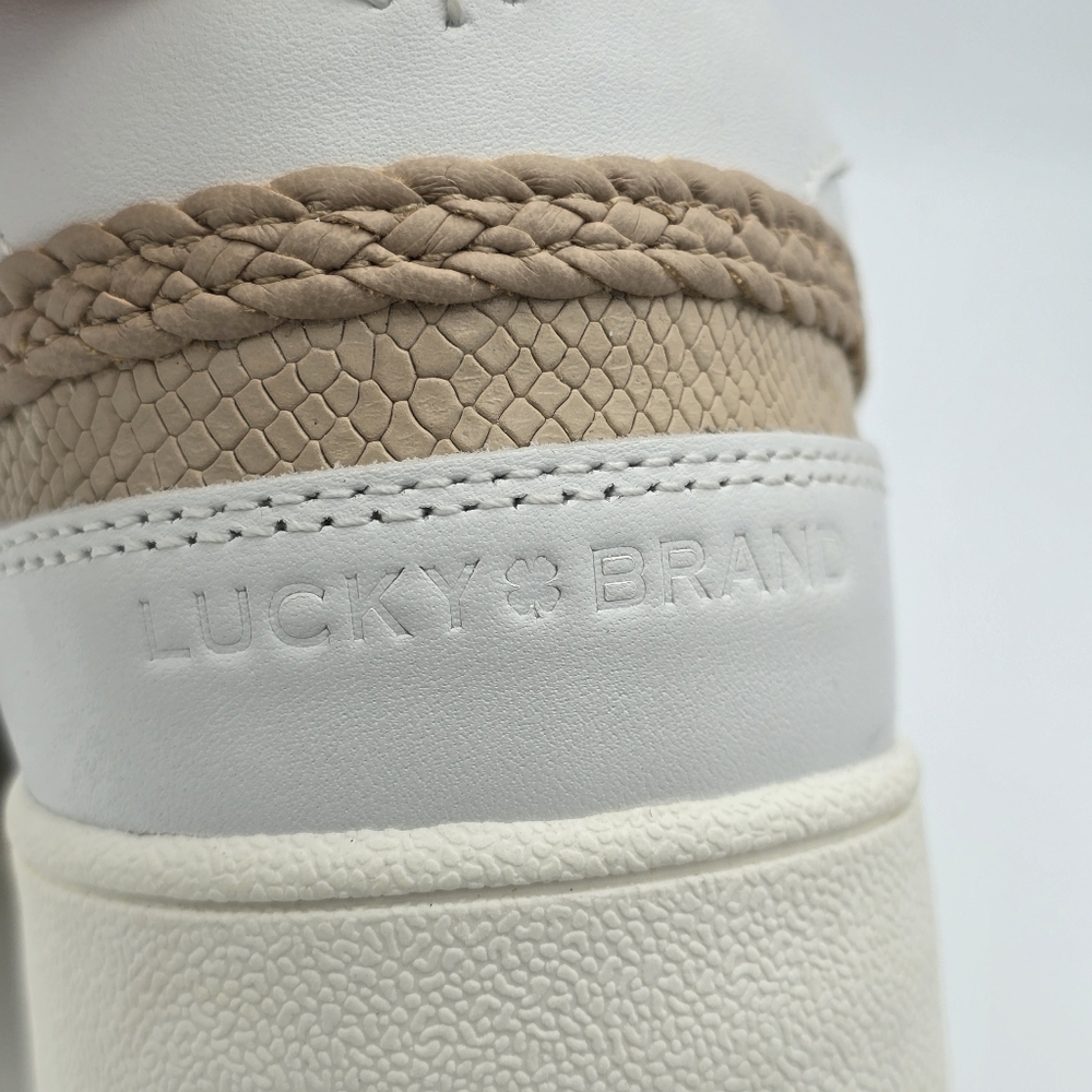 NWOT Lucky Brand Halinna Lace-Up Sneakers, White/Tan, Women's 11M - Picture 8 of 16
